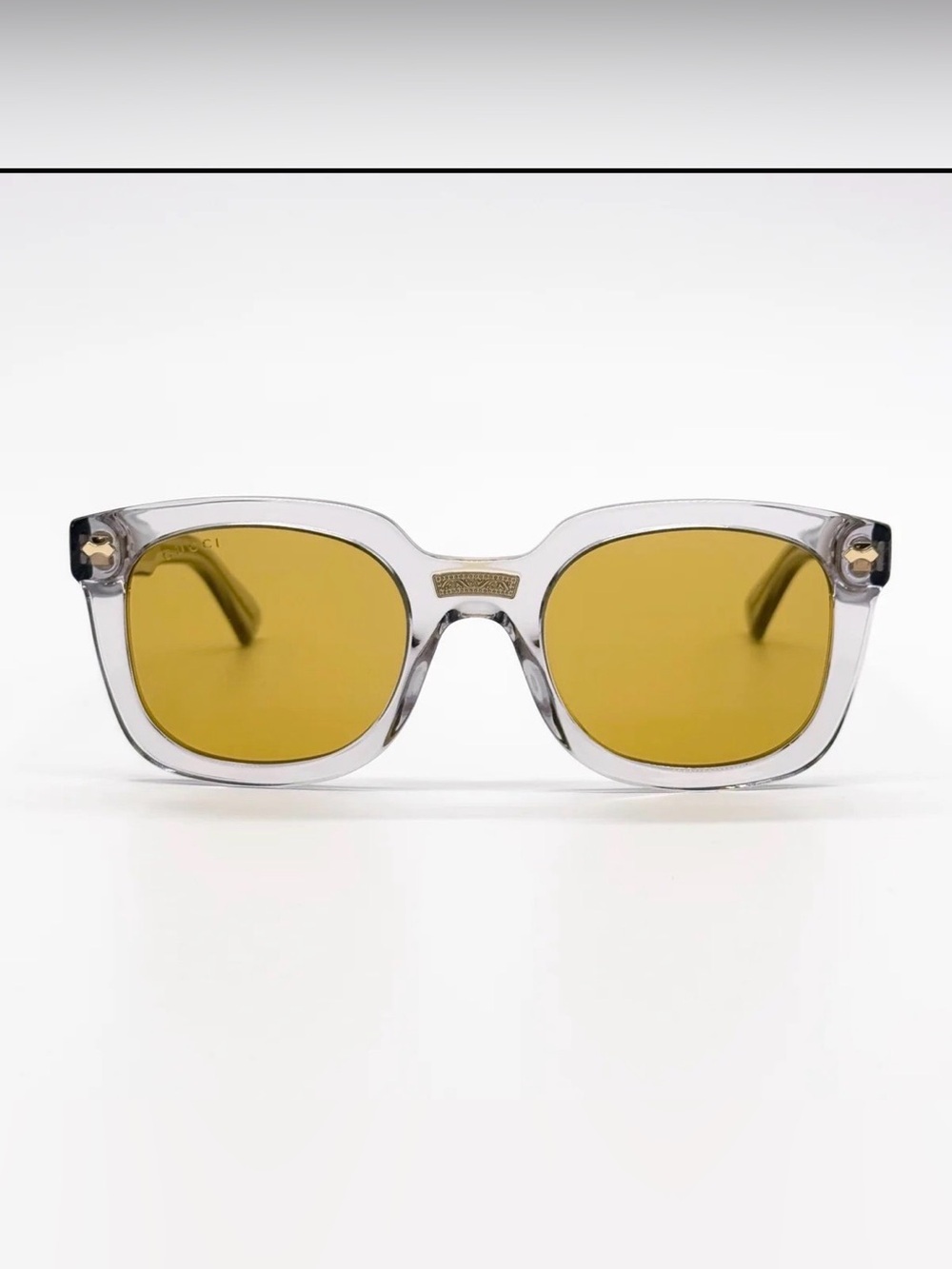 Gucci Clear Frame Sunglasses with Yellow Lenses GG0181S 004